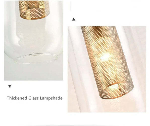 Clear Glass Long Arm Cylinder Sconce — Gold / 220V-240V For UK/AU