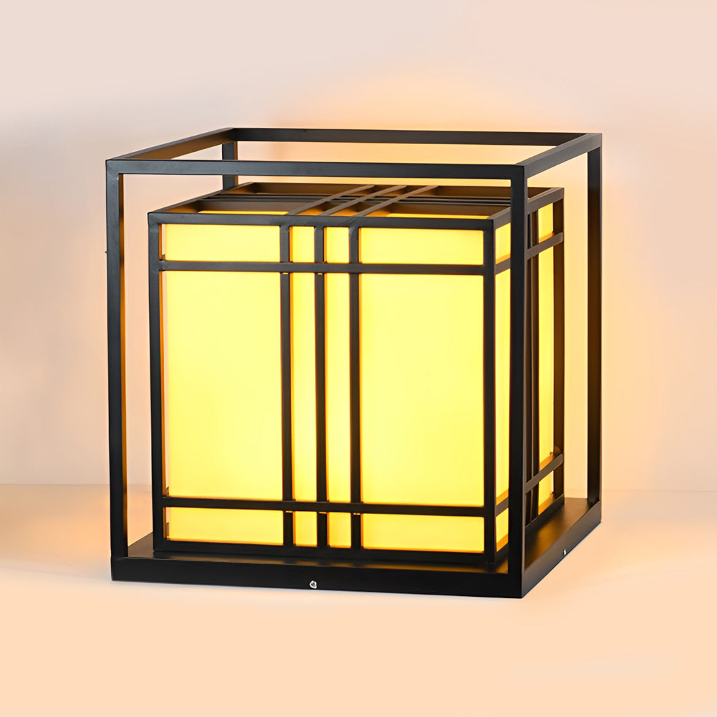 Retro Square Waterproof LED Black Modern Outdoor Post Caps Lights-Lighom