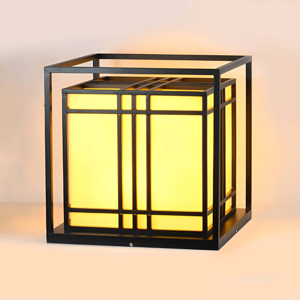 Retro Square Waterproof LED Black Modern Outdoor Post Caps Lights-Lighom