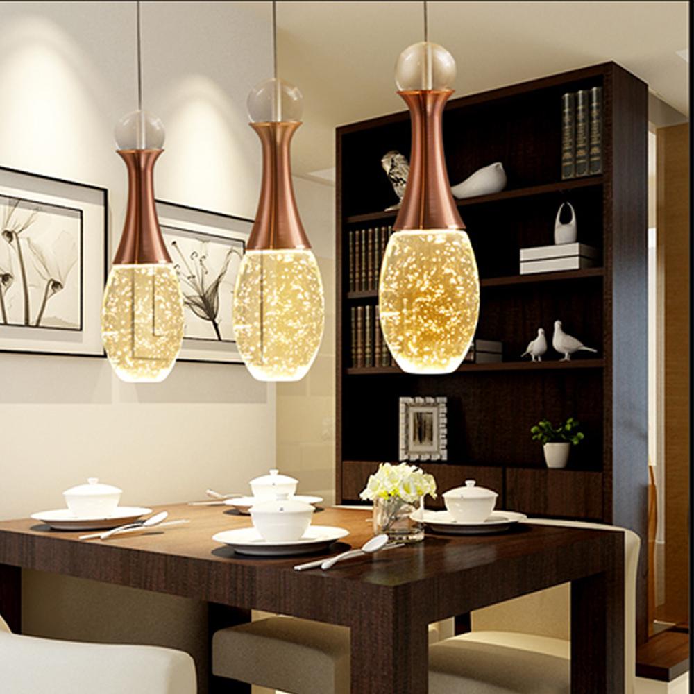 Mini Crystal Electroplated Metal LED Modern Pendant Light Hanging Lamp-Lighom