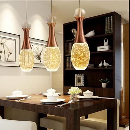 Mini Crystal Electroplated Metal LED Modern Pendant Light Hanging Lamp-Lighom