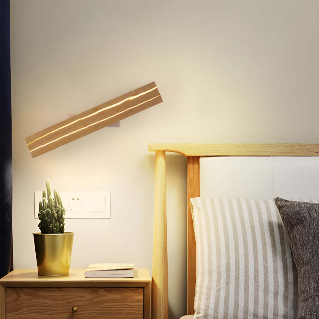 Adjustable Rectangular Wood Three Step Dimming LED Modern Wall Lamp-Lighom