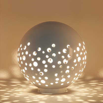 Waterproof Round Metal Hollow White Modern Outdoor Lanterns Lawn Lamp-Lighom