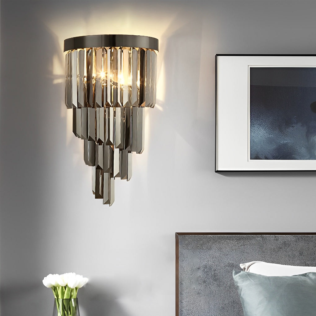 Postmodern gray metal crystal glass wall sconces, Lighom