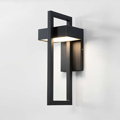 Rectangular Minimalist LED Waterproof Black Modern Outdoor Wall Lamp-Lighom