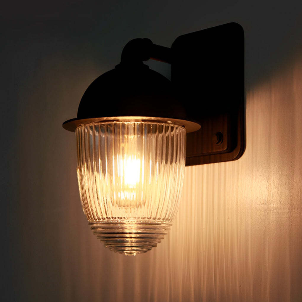 Waterproof Glass Ball Matte Black Modern Outdoor Wall Lamp Exterior Lights-Lighom