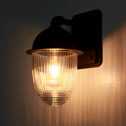 Waterproof Glass Ball Matte Black Modern Outdoor Wall Lamp Exterior Lights-Lighom