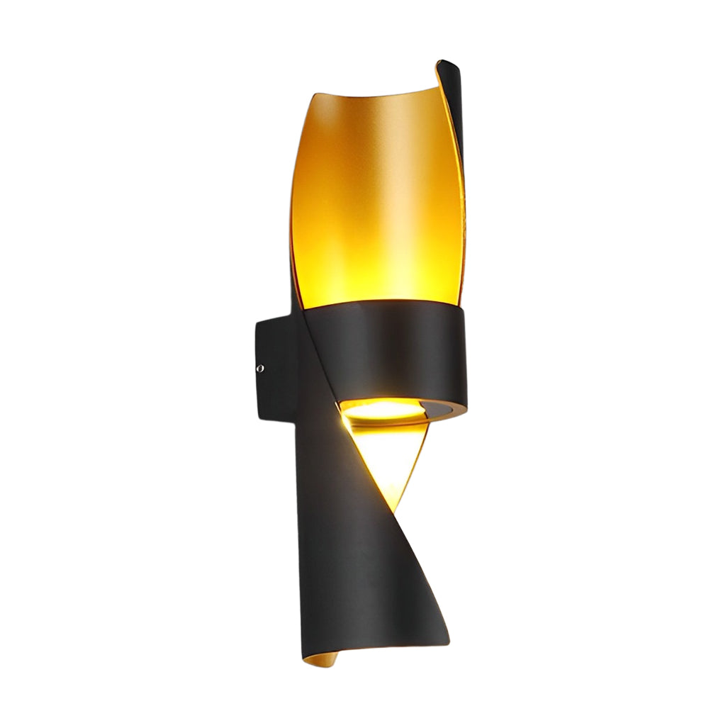 Spiral Exterior Up and Down Wall Lights Outdoor Wall Mounted Light with Gold Interior-Lighom