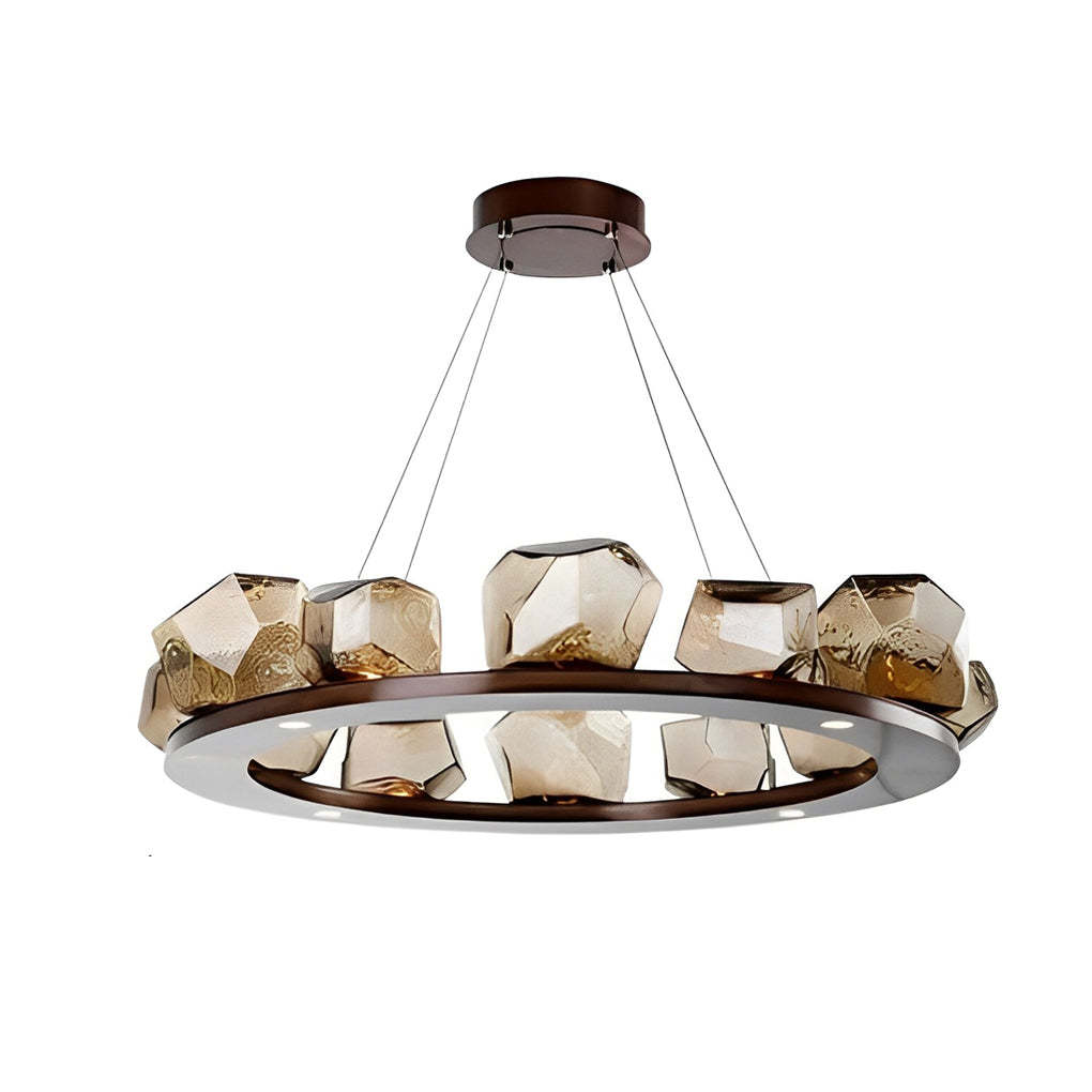Irregular Glass Shade Stone Cognac Modern Chandelier