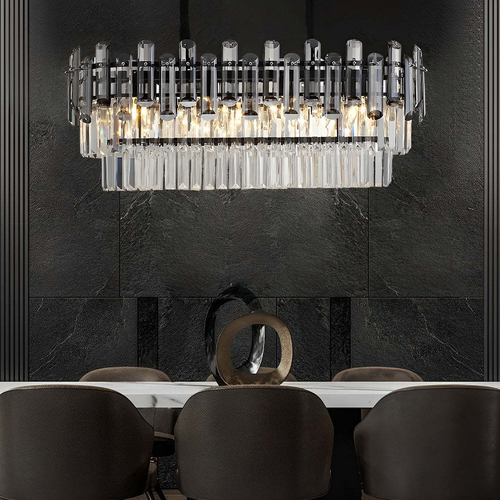 Long Rectangular Three Step Dimming LED Crystal Postmodern Chandelier-Lighom