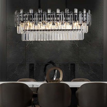 Long Rectangular Three Step Dimming LED Crystal Postmodern Chandelier-Lighom