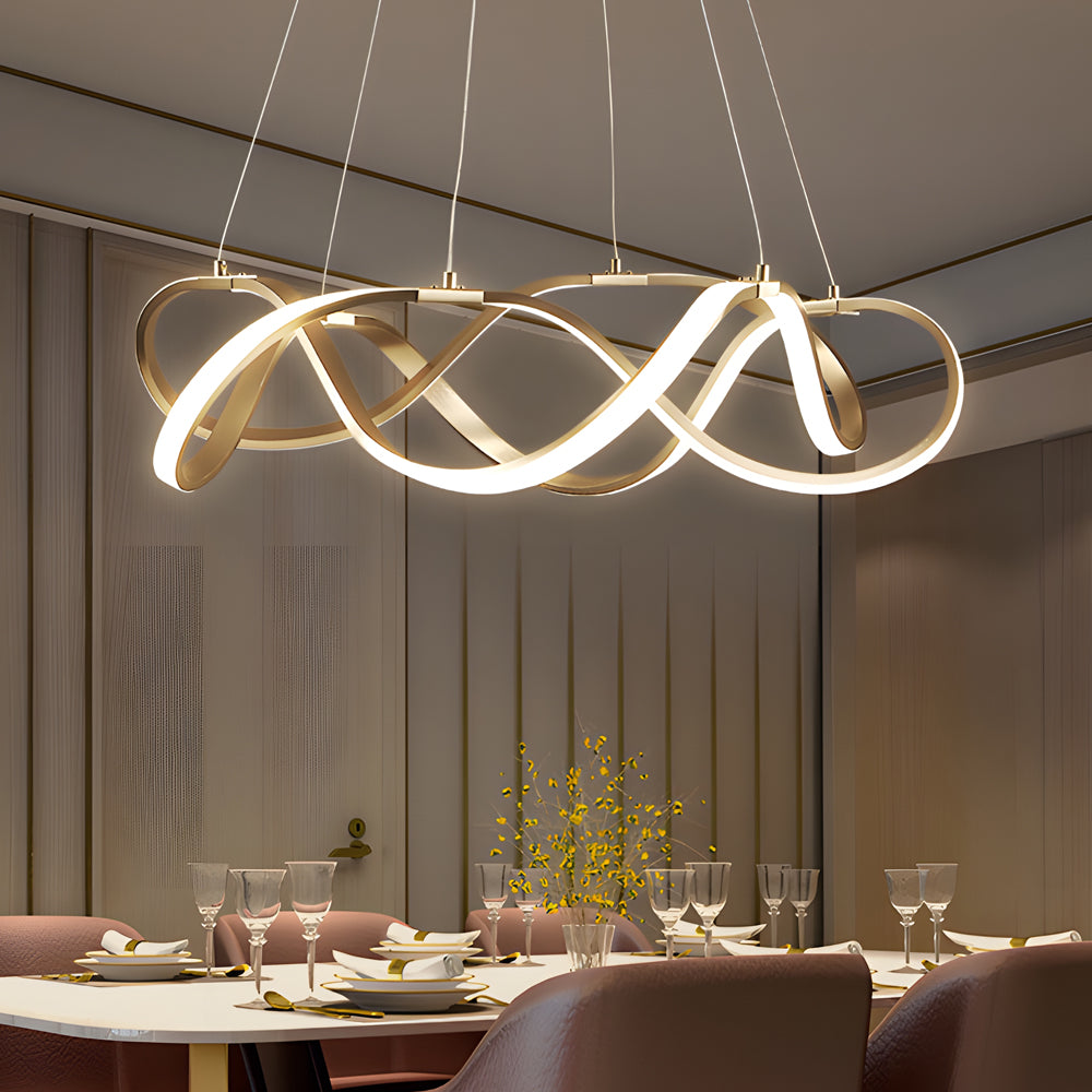 Modern Dimmable LED Aluminum Geometric Gold Chandelier