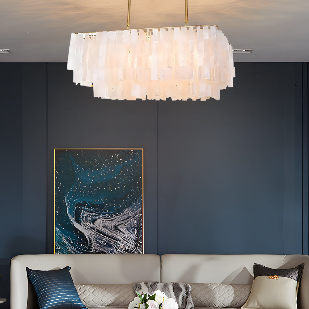 Traditional Classic Metal Capiz Shell 3-Bulb Chandelier