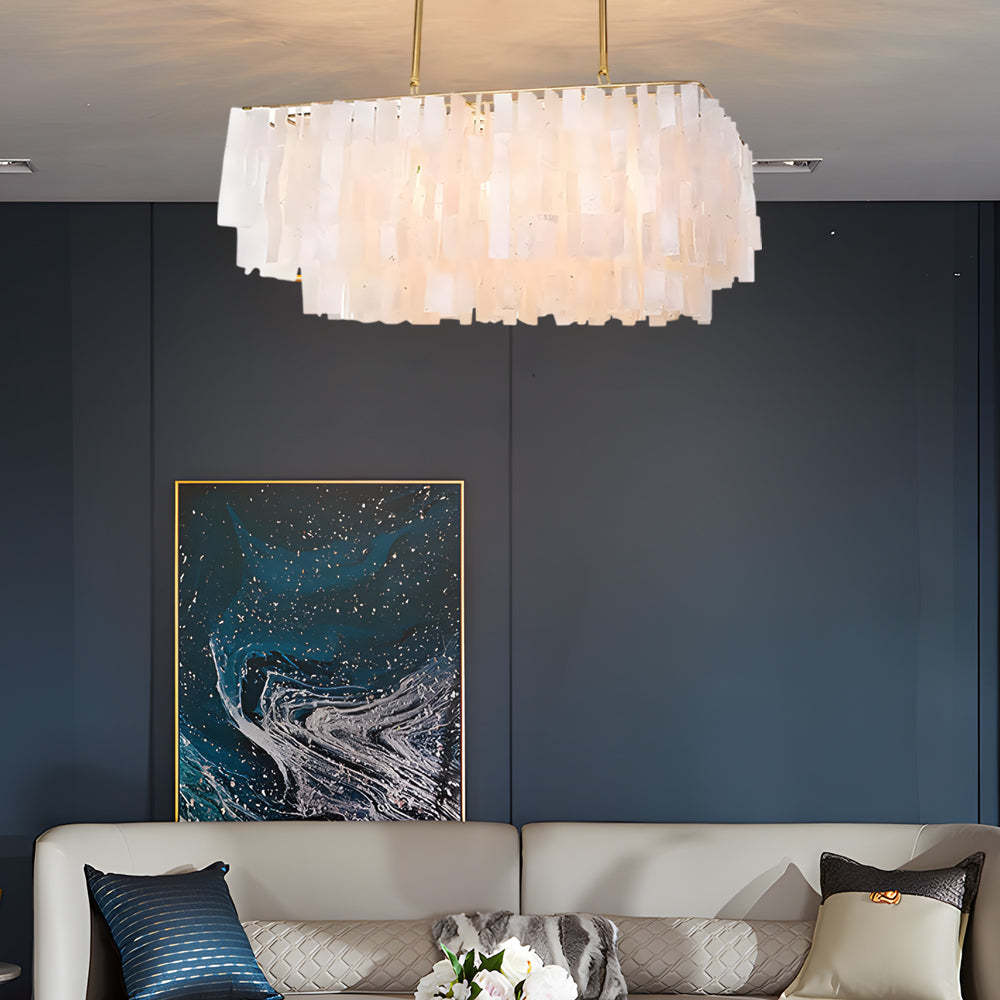 Traditional Classic Metal Capiz Shell 3-Bulb Chandelier