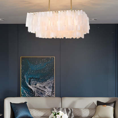 Traditional Classic Metal Capiz Shell 3-Bulb Chandelier