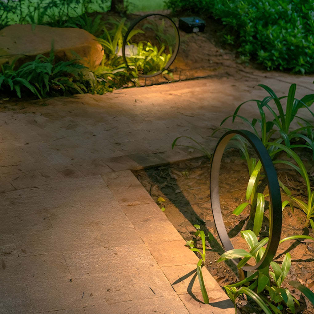 Minimalist Circle Design Waterproof LED Black Modern Pathway Lights-Lighom