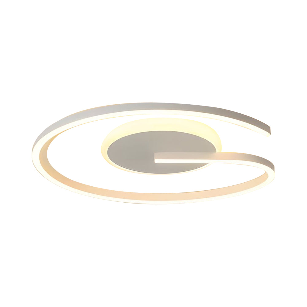 White/Black Open Ring LED Bedroom Flush Mount Ceiling Light — 19.7'' / Black / 3 Step Dimming
