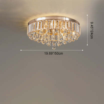 Modern Round Iron Crystal Beads 6/9-Light Flush Mount