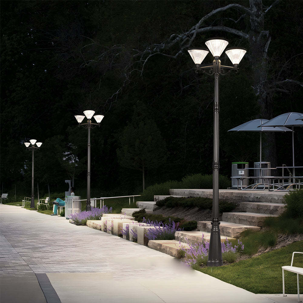 102-Inch Black Outdoor Street Light with 3-Light Post Lamp and Pole-Lighom