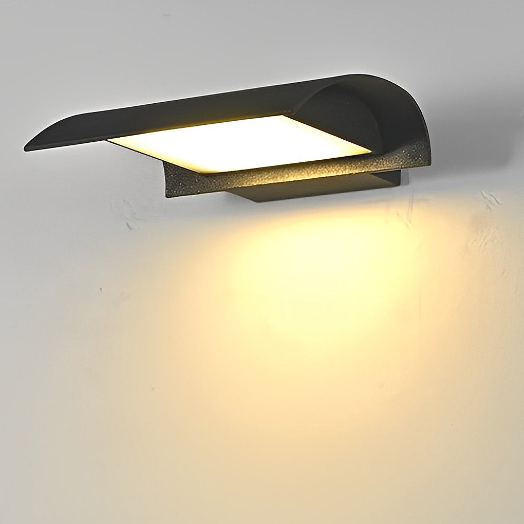 Curved Outdoor Waterproof LED Black Modern Minimalist Wall Lamp Exterior Lighting-Lighom