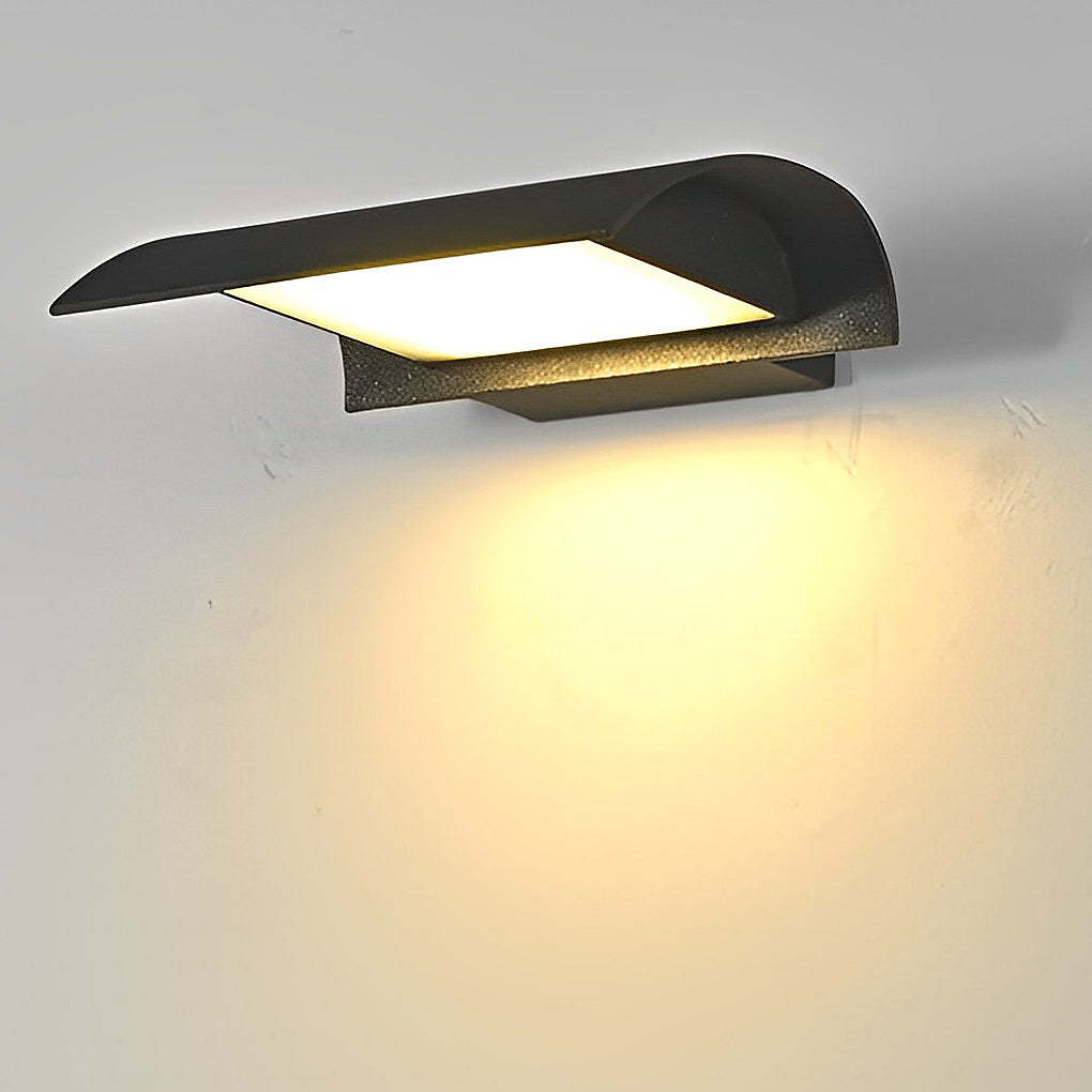 Curved Outdoor Waterproof LED Black Modern Minimalist Wall Lamp Exterior Lighting-Lighom