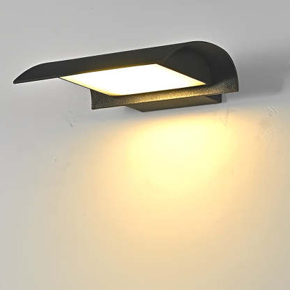 Curved Outdoor Waterproof LED Black Modern Minimalist Wall Lamp Exterior Lighting-Lighom