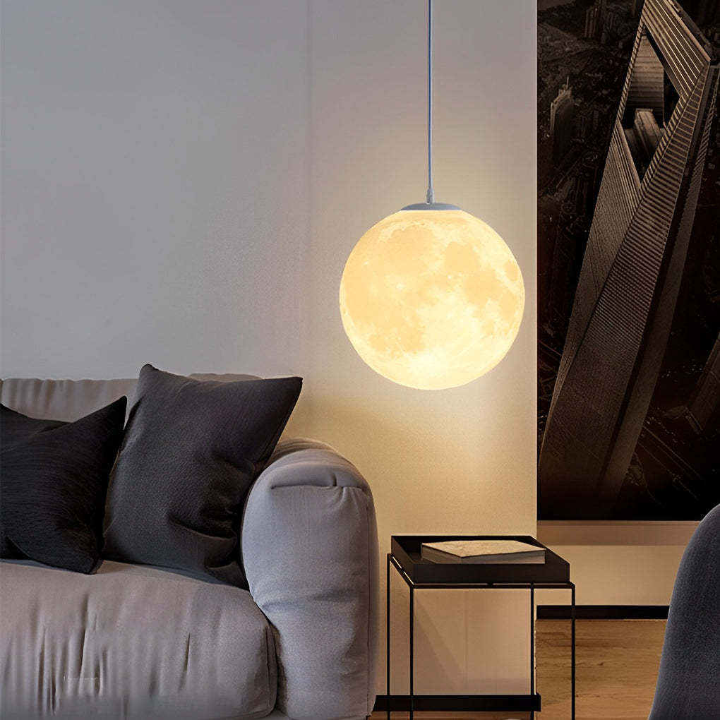 Round Moon Lunar 3D White Pendant Lamp