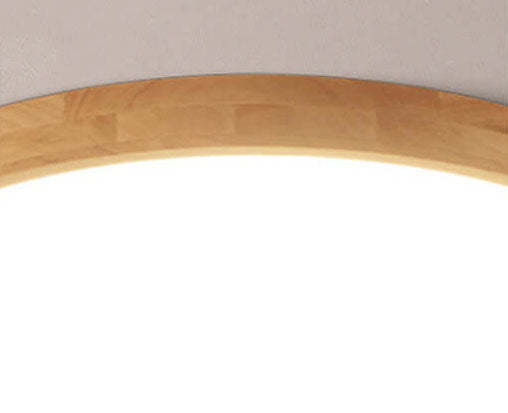 Nordic Solid Wood Round Ultra-Thin LED Flush Mount Light