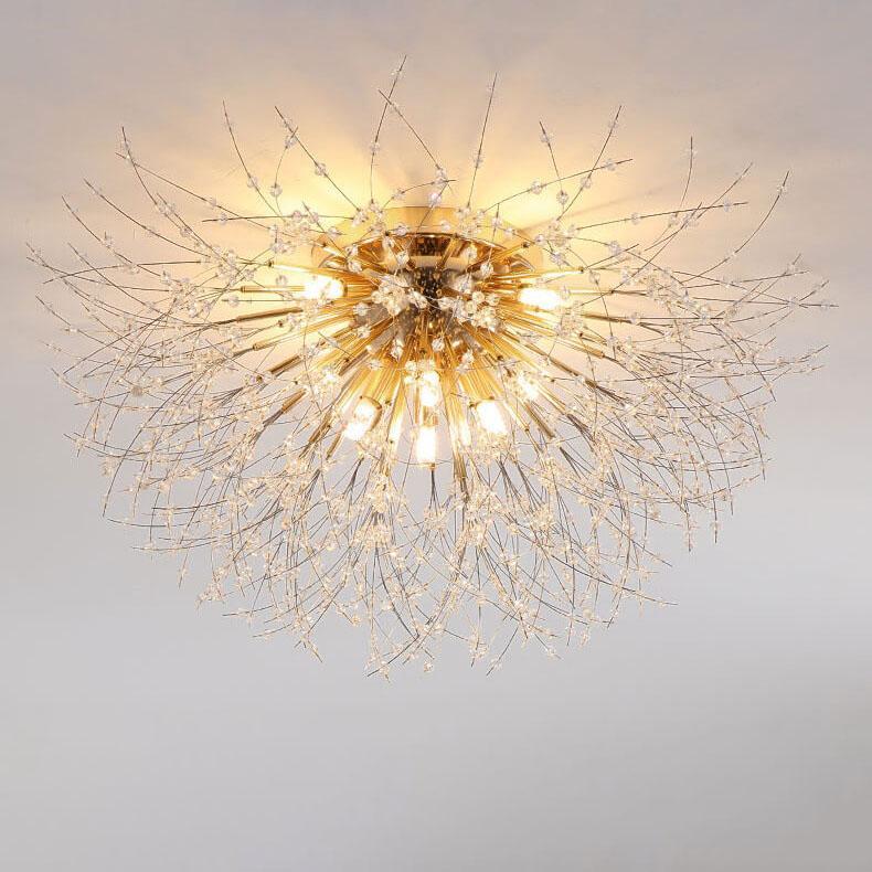 Modern Dandelion Crystal Semi-Flush Ceiling Light
