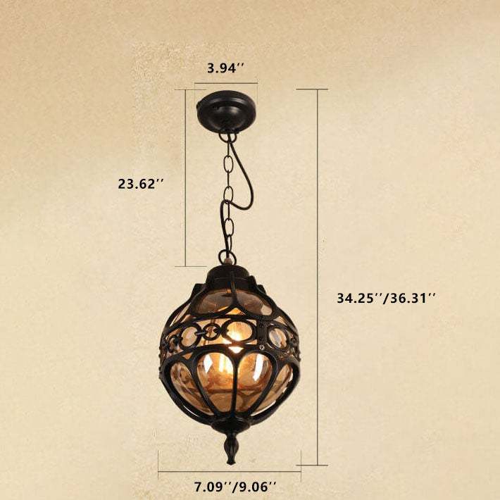 Retro Industrial Globe Outdoor Pendant Light