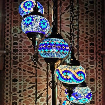 Retro Turkish Moroccan Globe 9-Light Floor Lamp