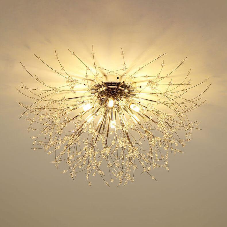 Modern Dandelion Crystal Semi-Flush Ceiling Light