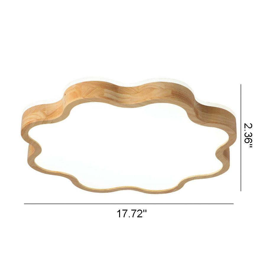 Nordic Flower Wooden LED Flush Mount Light