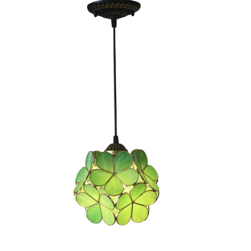 Vintage Stained Glass Petal Pendant Light