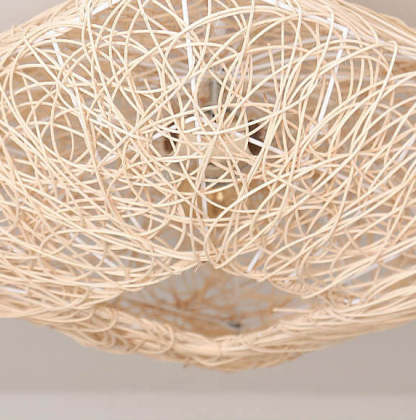 Modern Rattan Nest Square 3-Light Flush Ceiling Light