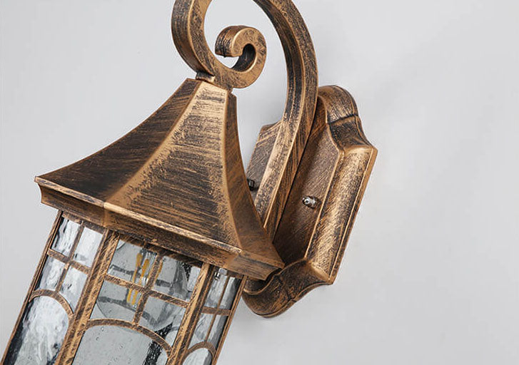 Vintage Lantern Glass Outdoor Wall Sconce