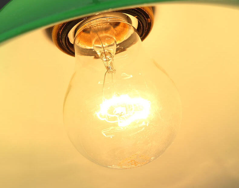 Vintage Industrial Green Bell Glass Pendant Light