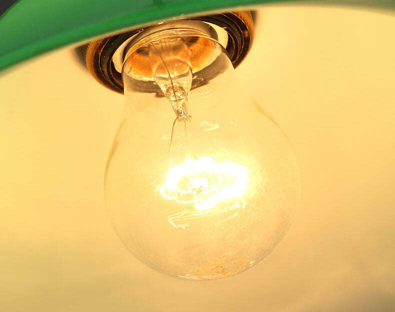 Vintage Industrial Green Bell Glass Pendant Light