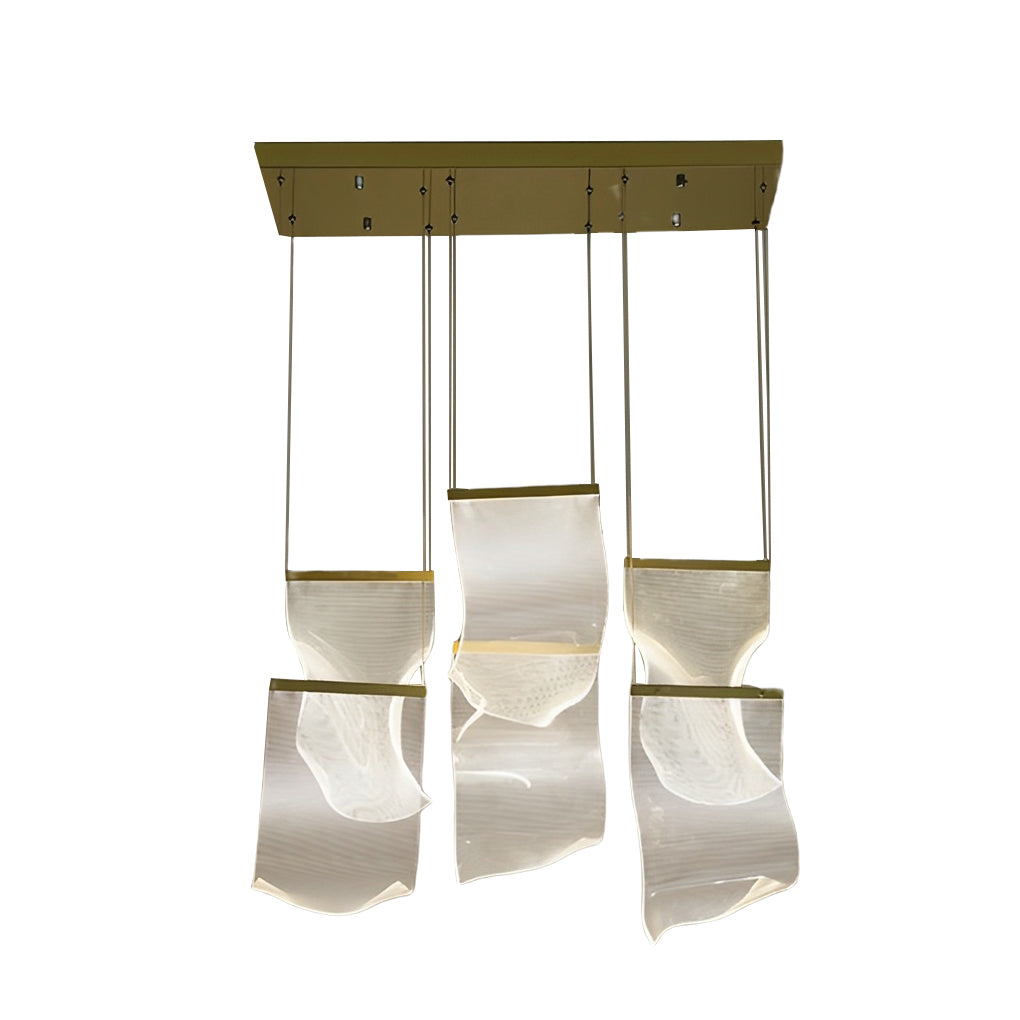 Gold acrylic synthetic metal irregular curled chandeliers - modern