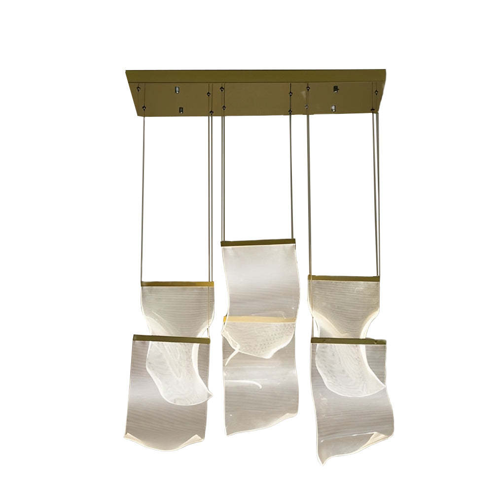 Gold acrylic synthetic metal irregular curled chandeliers - modern