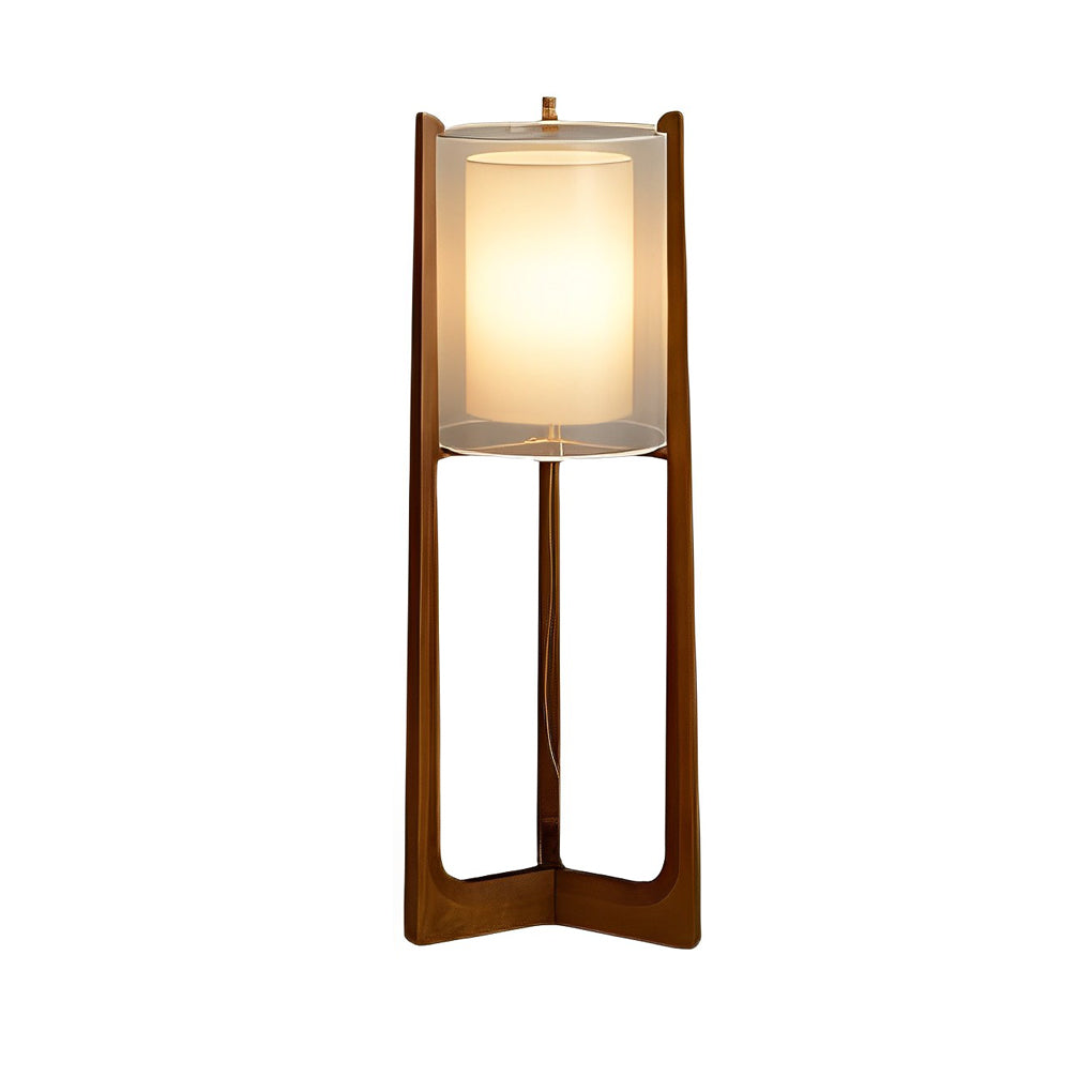 Triangle rust standing wood fabric floor lamps, Lighom