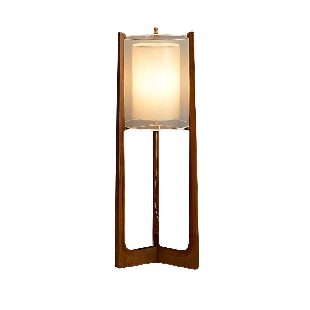 Triangle rust standing wood fabric floor lamps, Lighom
