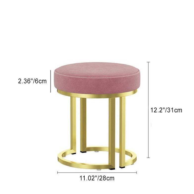 Modern Leather Velvet Iron Cylindrical Vanity Stool — Kilobird Check - Cotton Linen