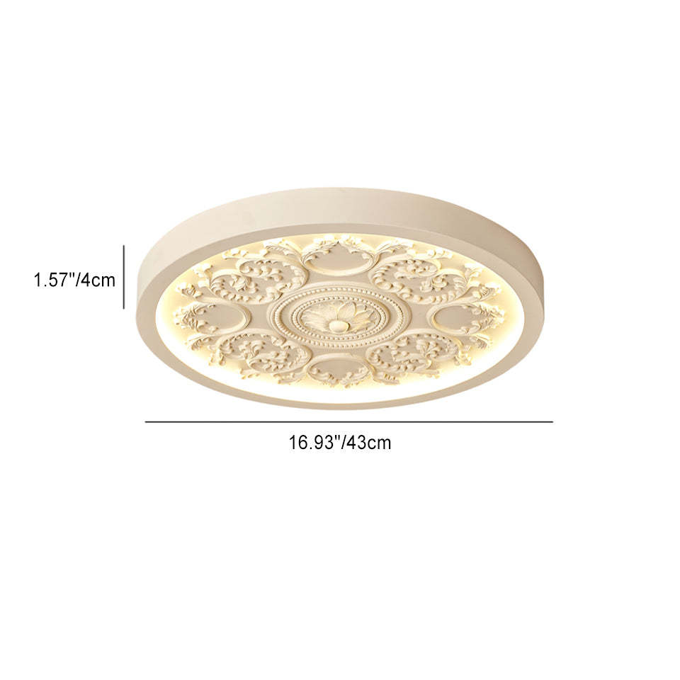 Minimalist Carved Iron Resin Acrylic LED Flush Mount Light
