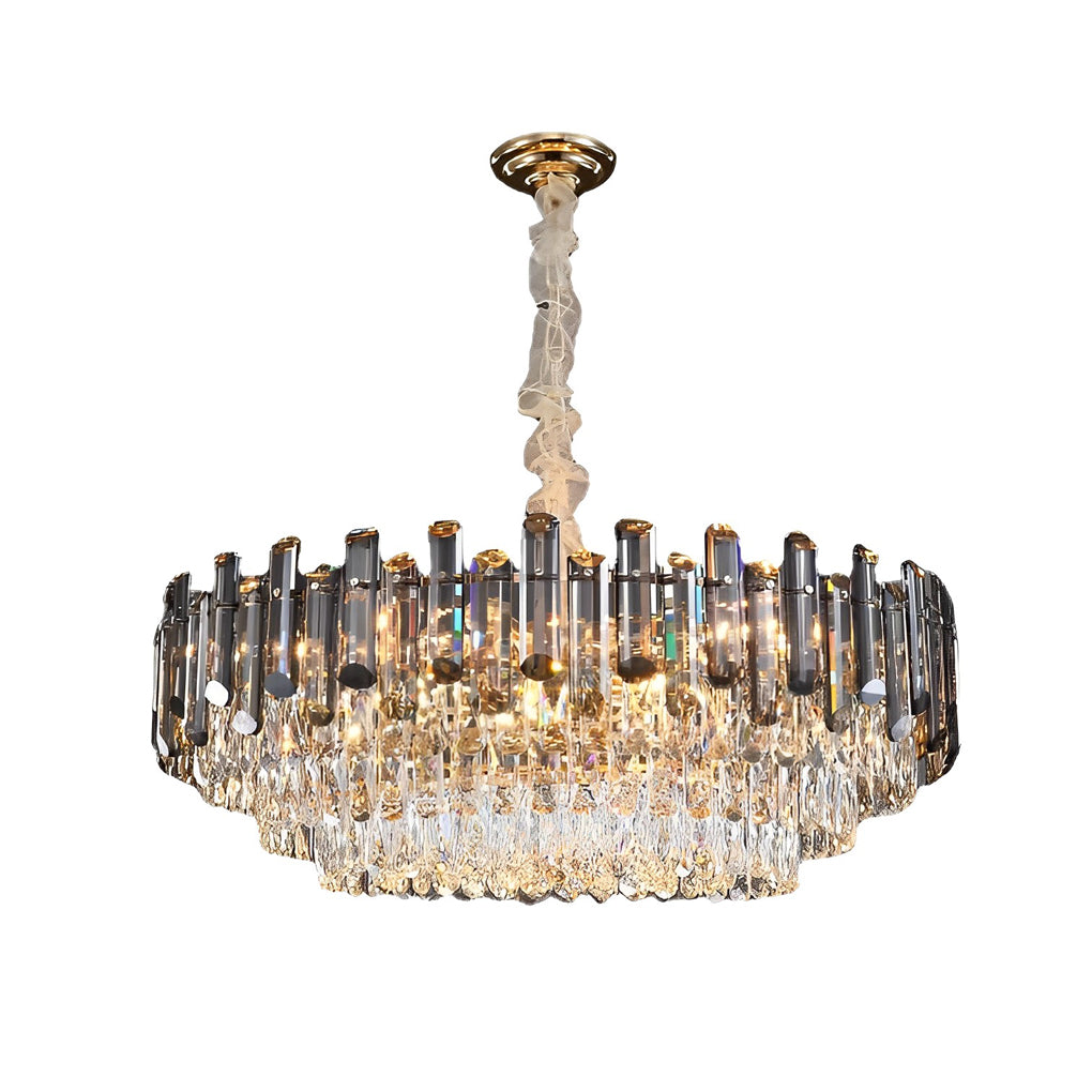 Multilayer Oval Crystal Plated Modern Chandelier