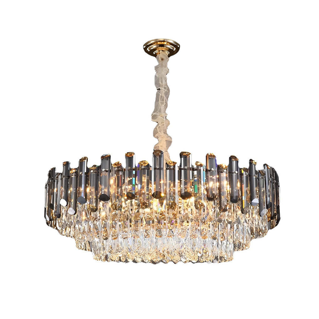 Multilayer Oval Crystal Plated Modern Chandelier
