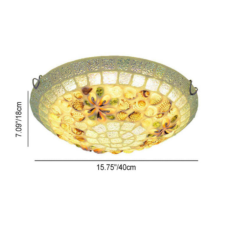 Tiffany Mosaic Shell Flush Mount Light