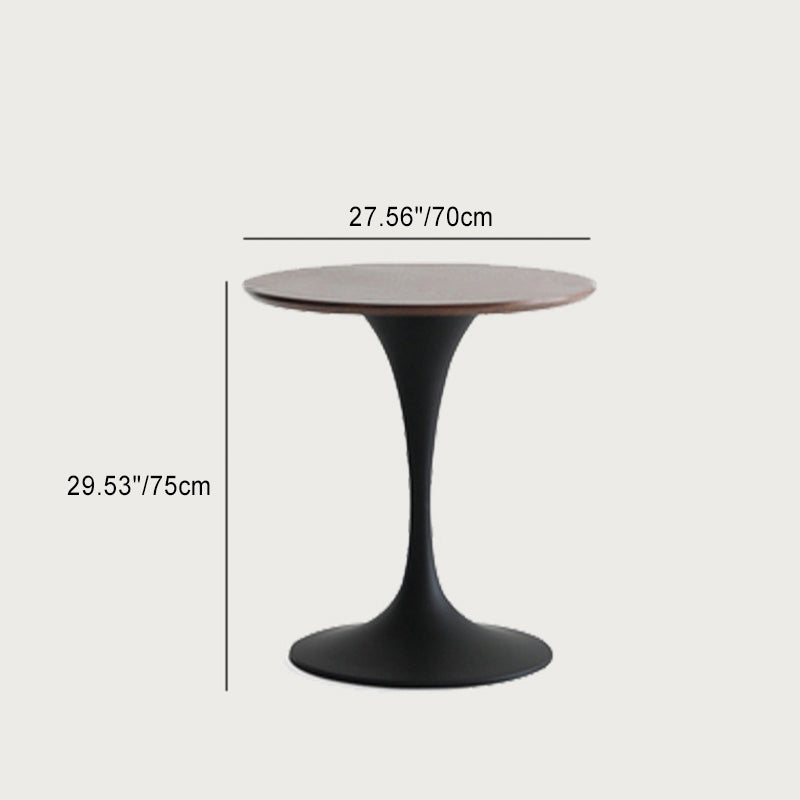 Minimalist Round Slate Wood Coffee Table — White