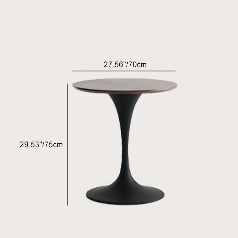 Minimalist Round Slate Wood Coffee Table — White