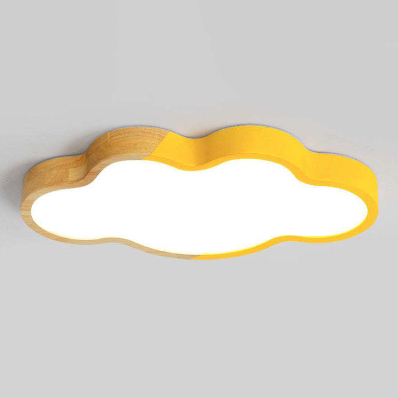 Nordic Wood Cloud Macaron LED Kids Flush Mount Light — Neutral Light (4000K) / Green / 220V-240V For UK/AU